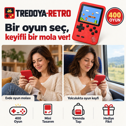 Tredoya-Retro™ 400 Oyunlu Taşınabilir Mini Oyun Konsolu