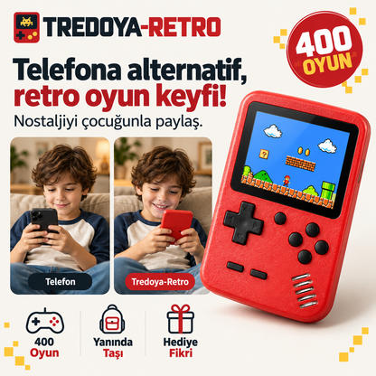 Tredoya-Retro™ 400 Oyunlu Taşınabilir Mini Oyun Konsolu
