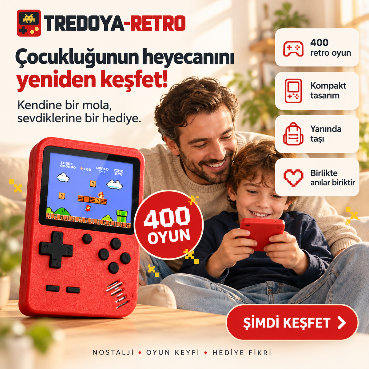 Tredoya-Retro™ 400 Oyunlu Taşınabilir Mini Oyun Konsolu